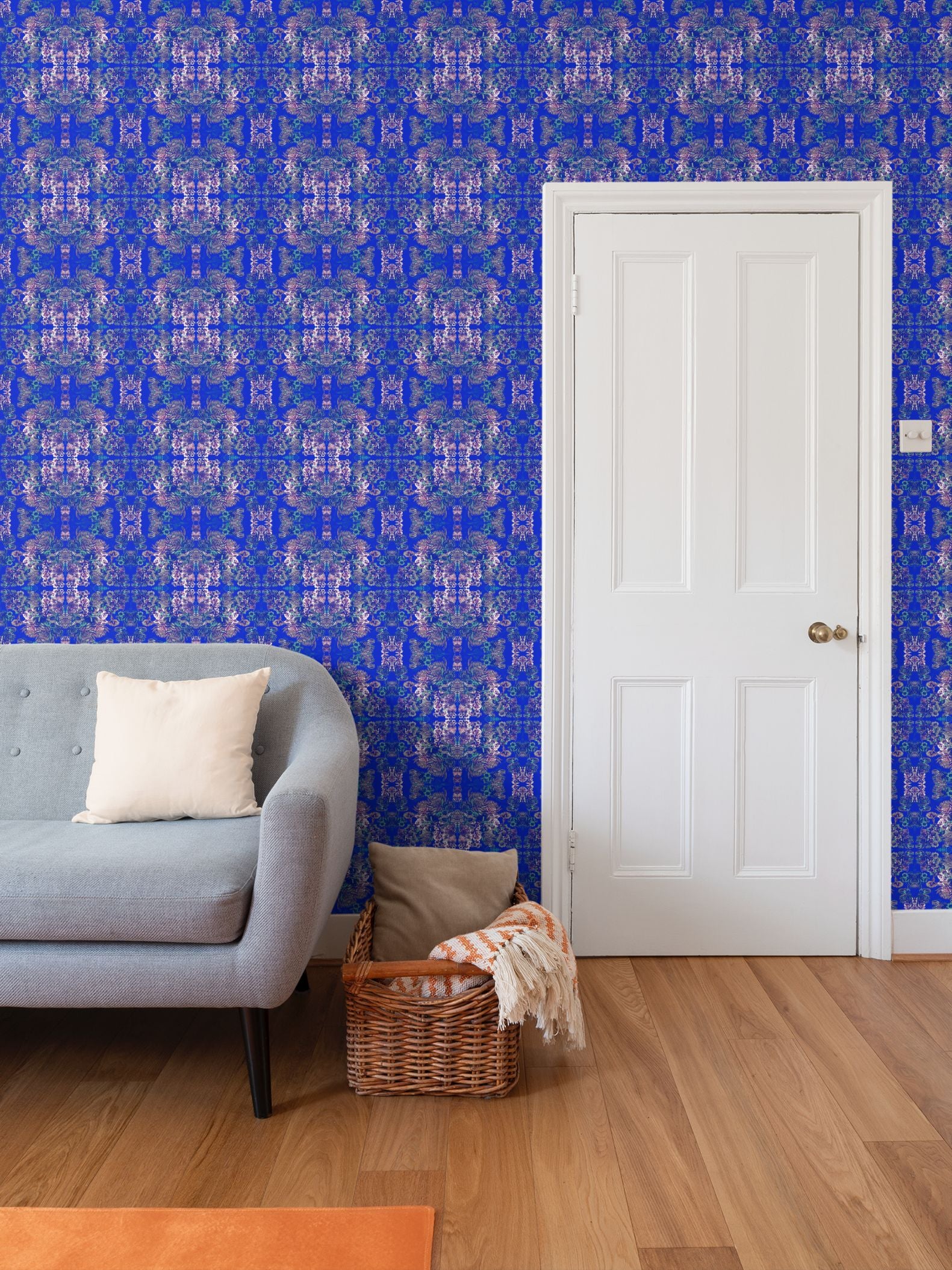 Repeat Pattern Wallpaper.   Ophelia Electric Blue