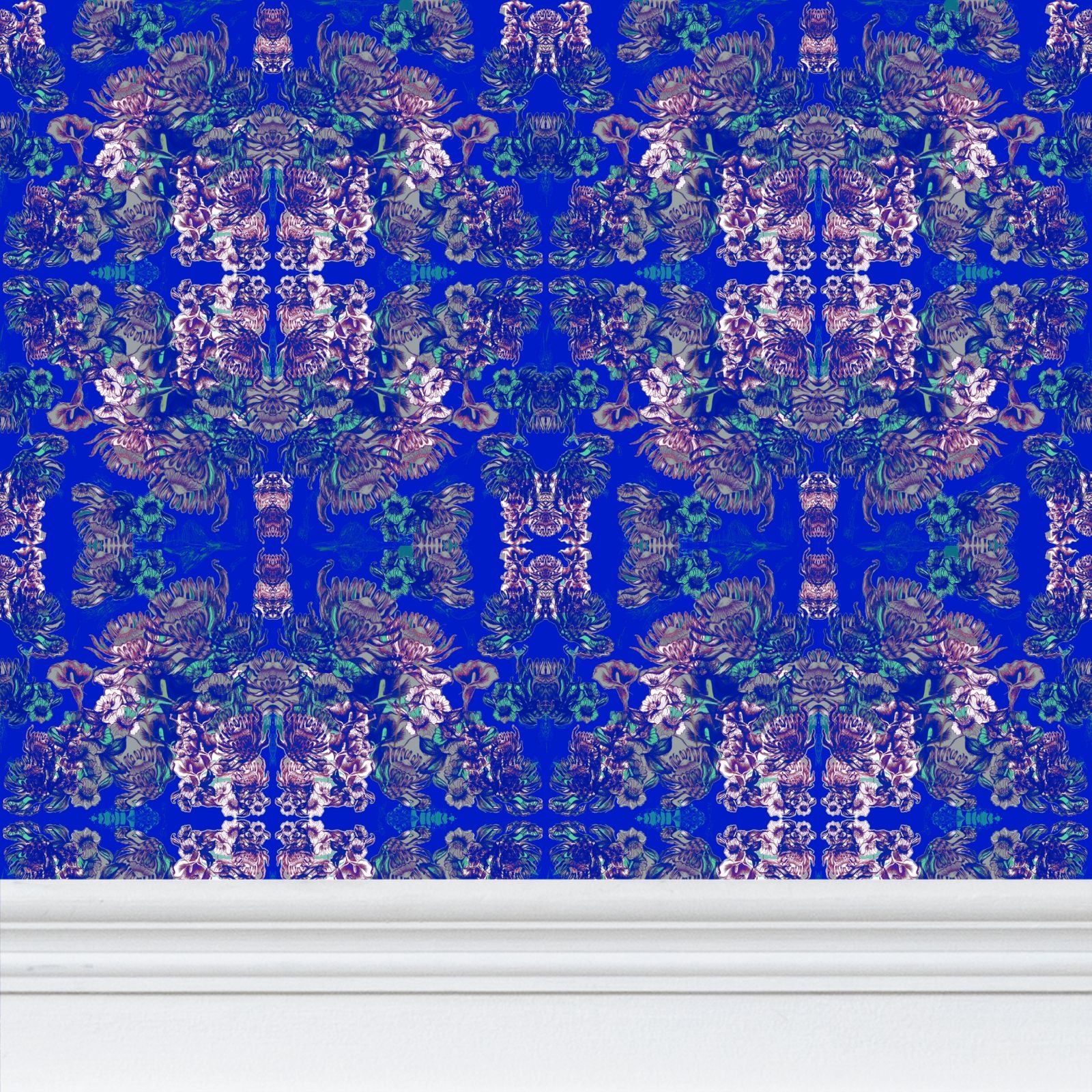 Repeat Pattern Wallpaper.   Ophelia Electric Blue