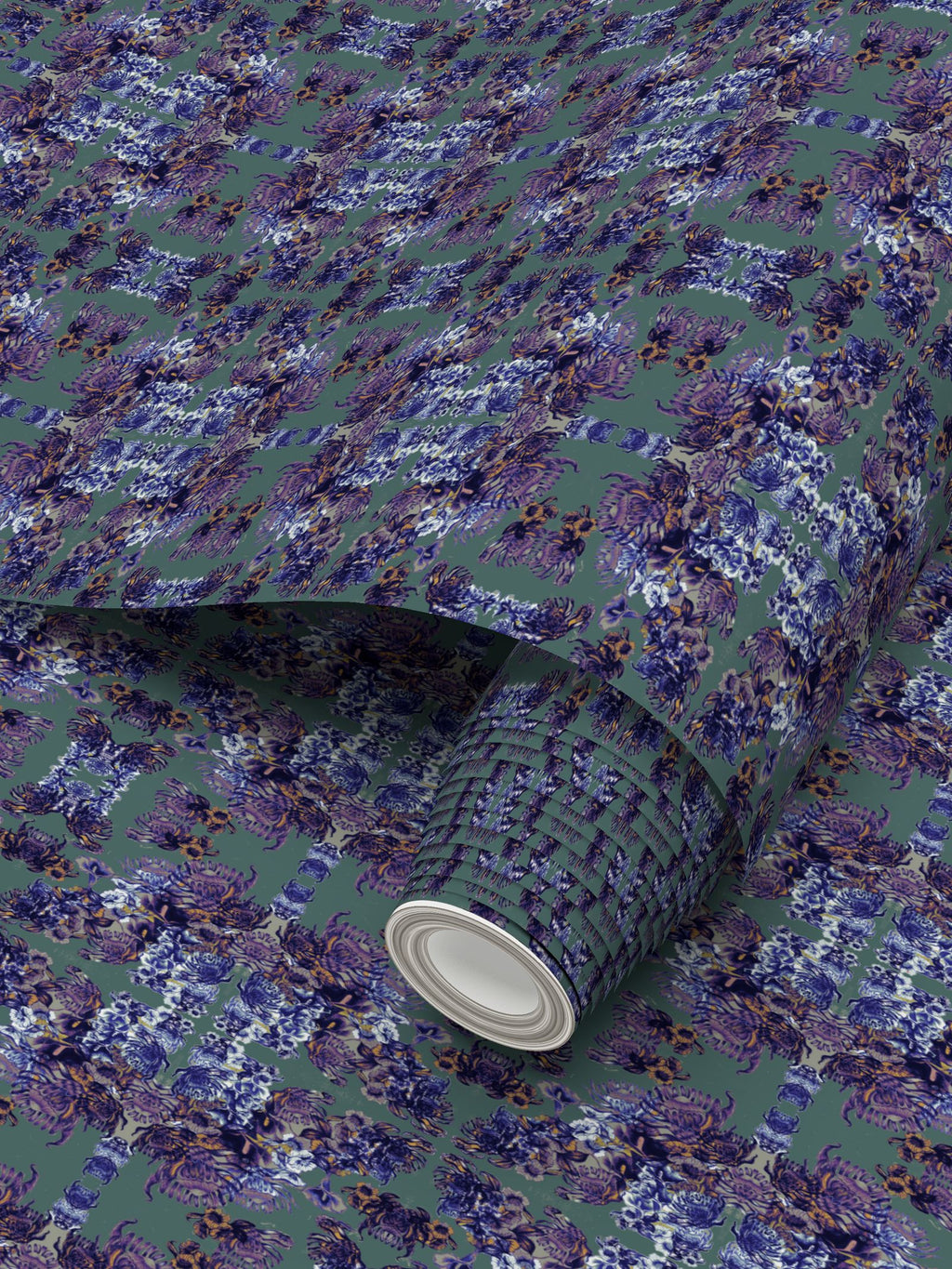 Repeat Pattern Wallpaper.  Ophelia. Violet