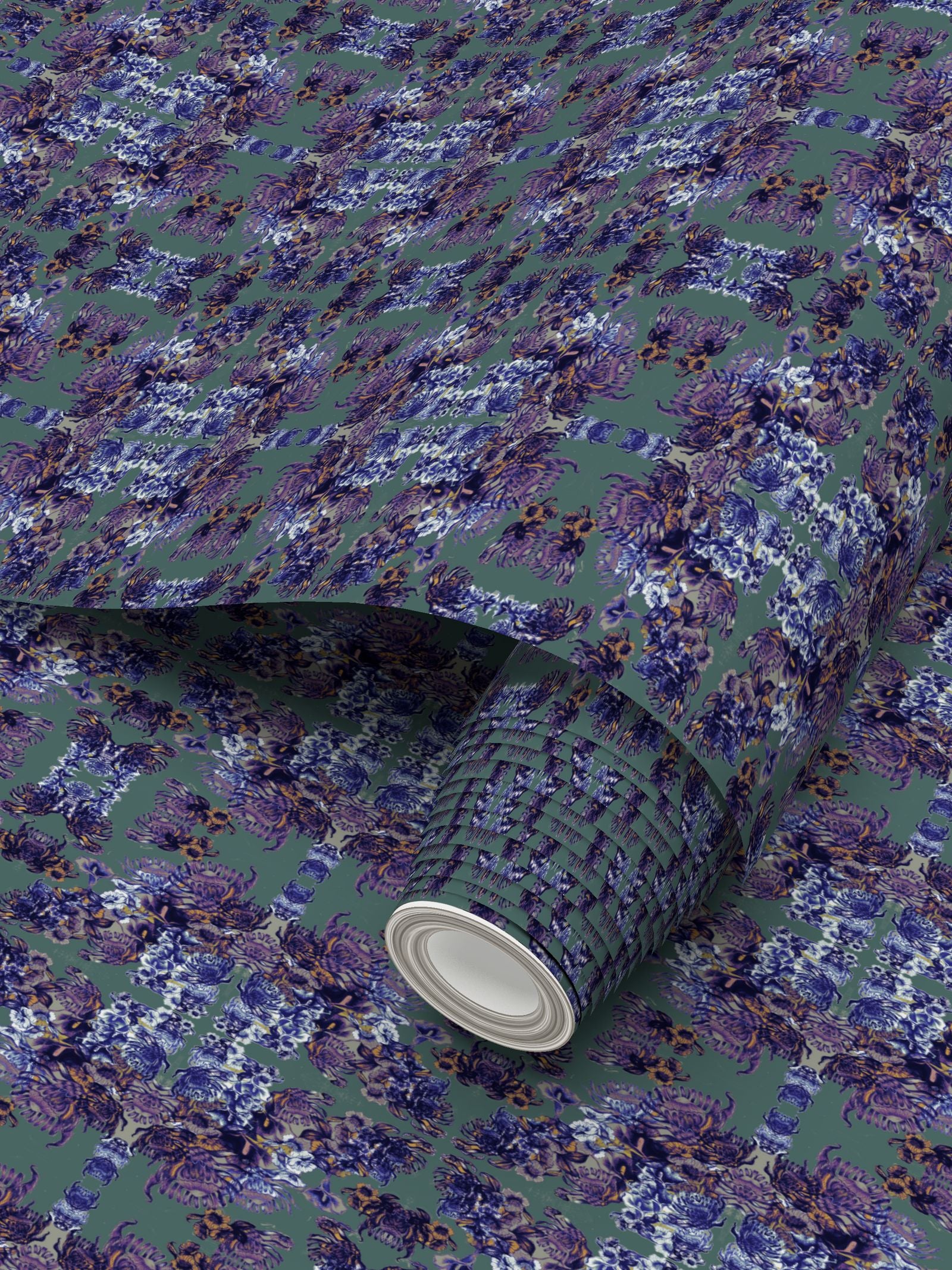 Repeat Pattern Wallpaper.  Ophelia. Violet
