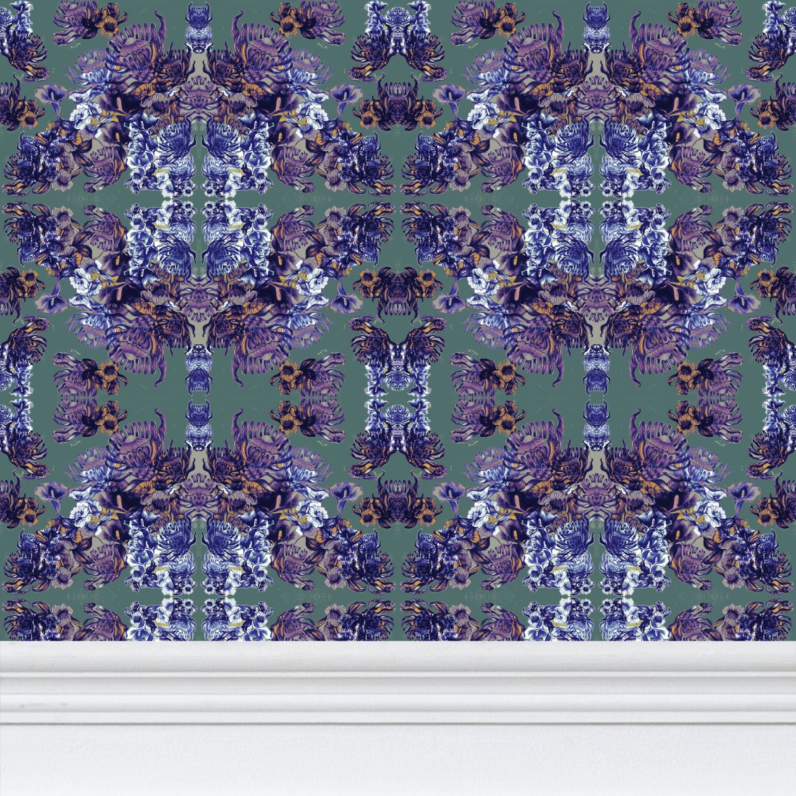 Repeat Pattern Wallpaper.  Ophelia. Violet