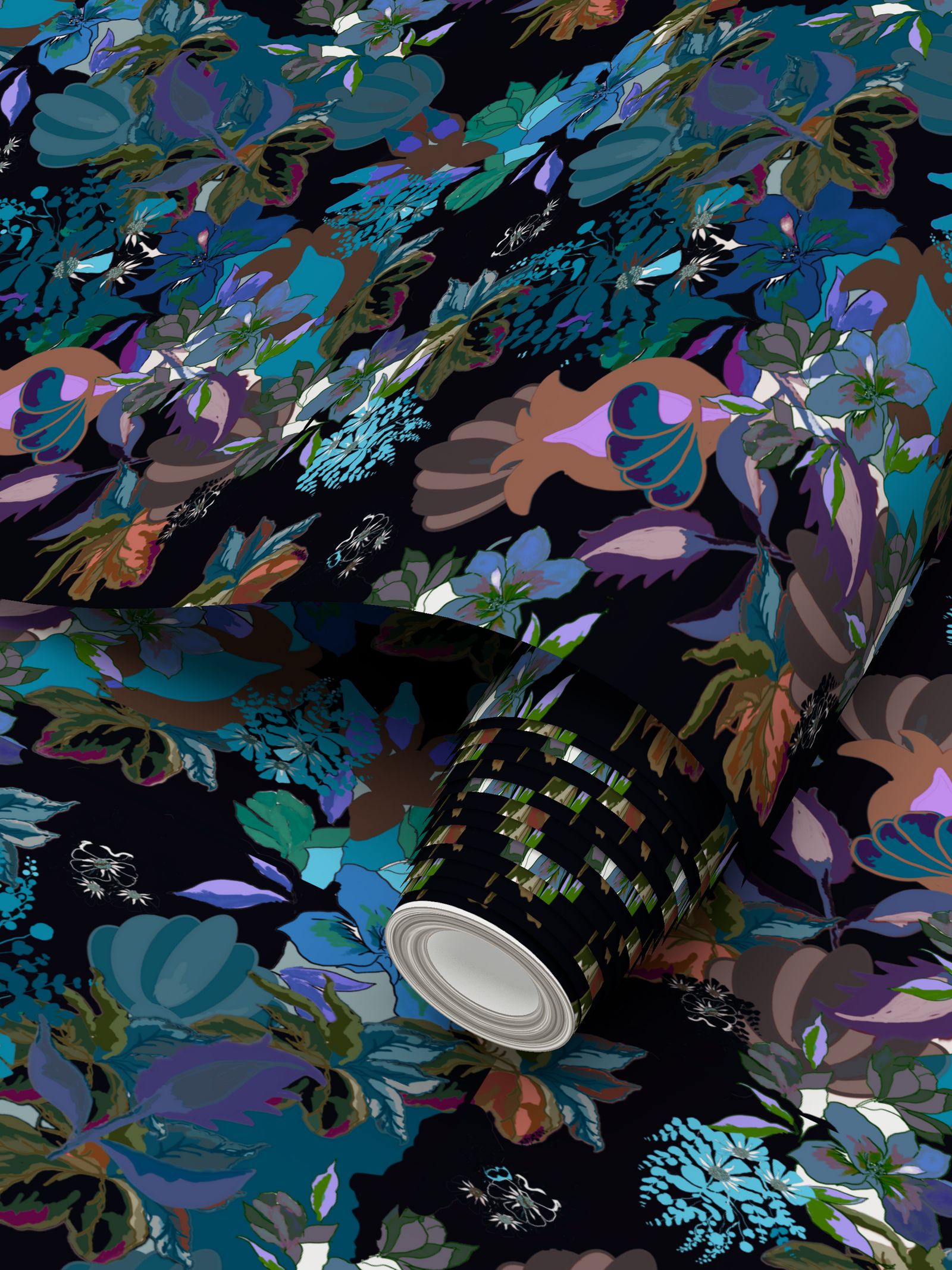 Repeat Pattern Wallpaper.  Calla Teal