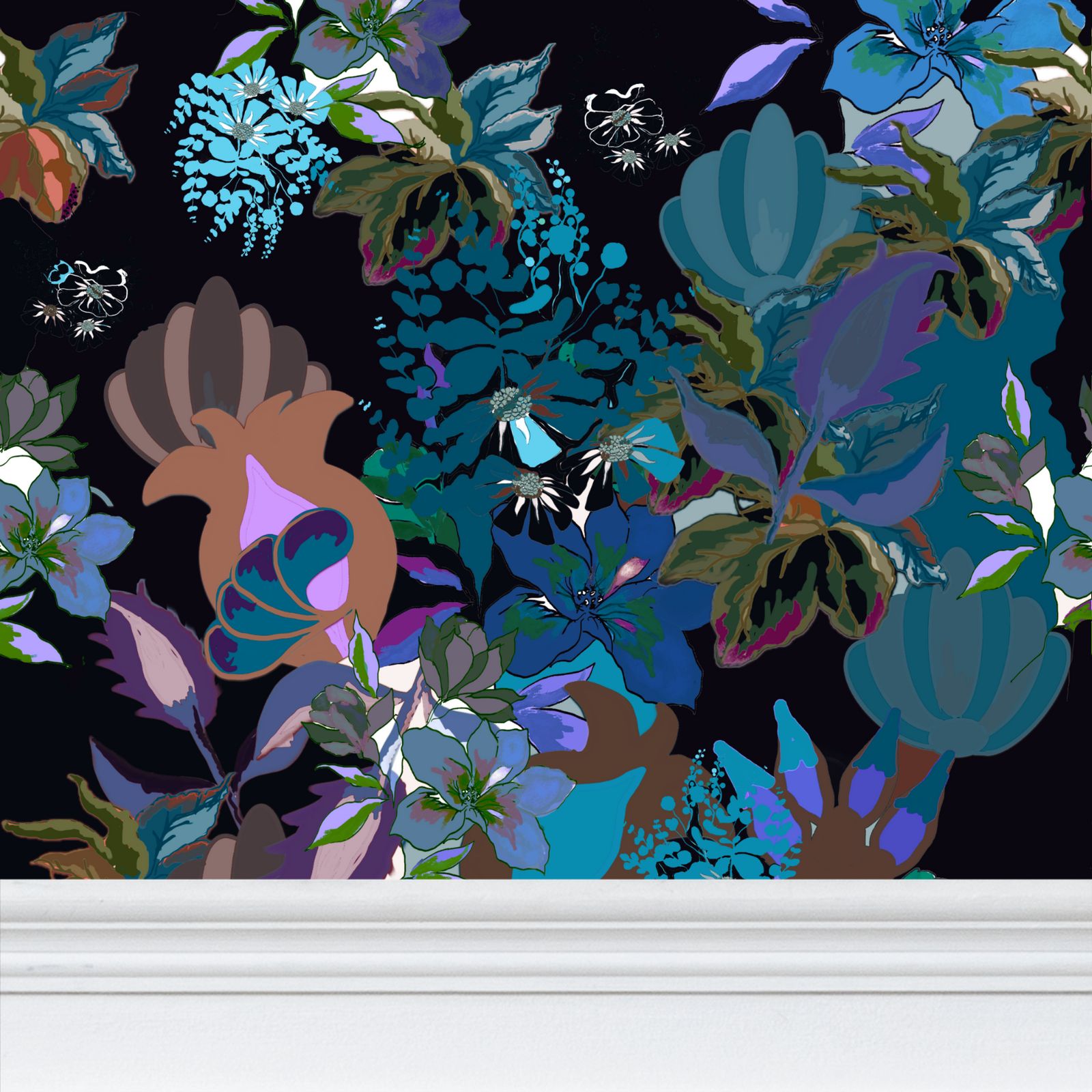 Repeat Pattern Wallpaper.  Calla Teal