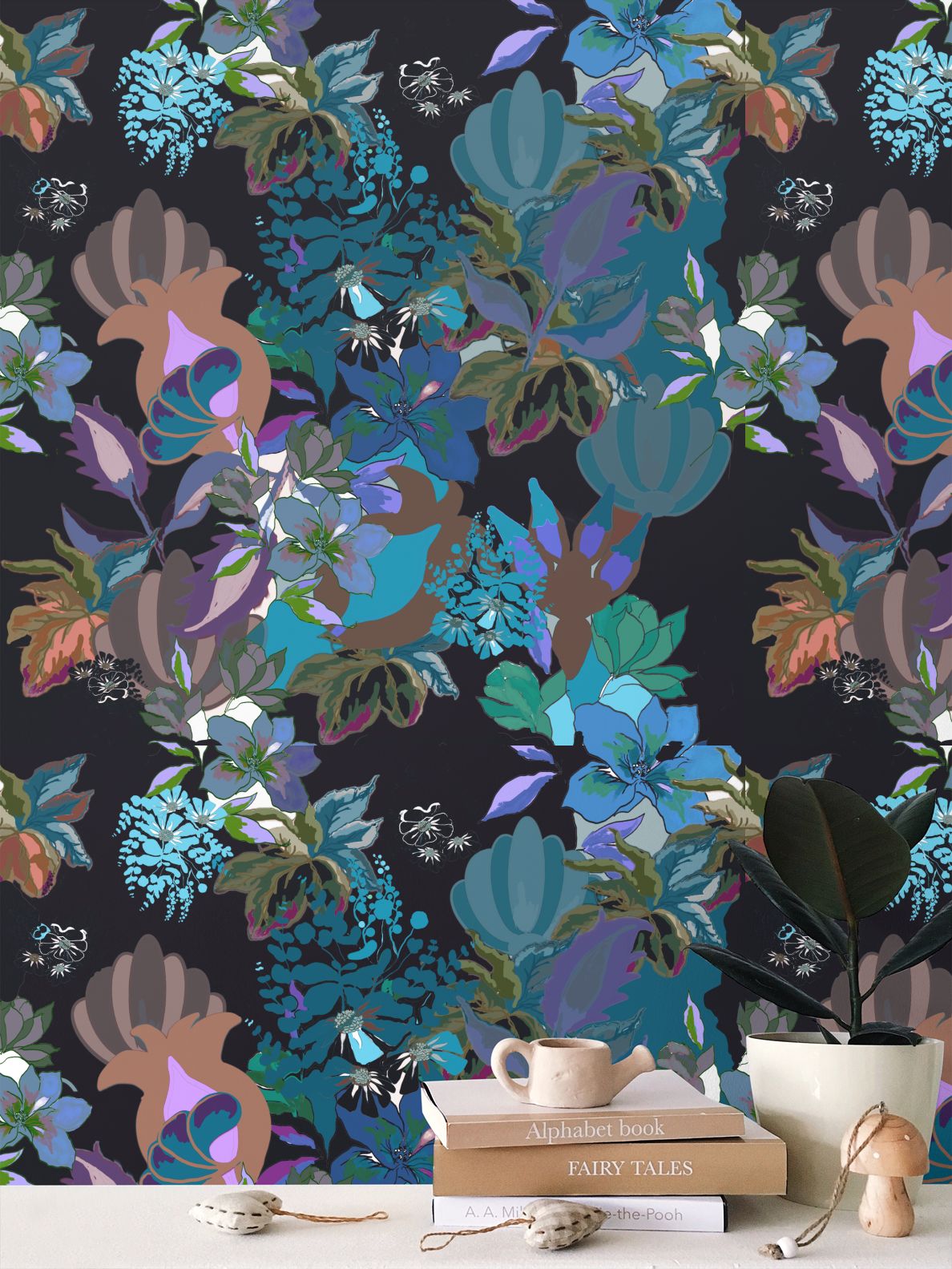 Repeat Pattern Wallpaper.  Calla Teal