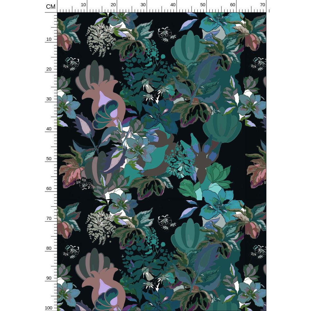 Repeat Pattern Fabric.  Calla Teal