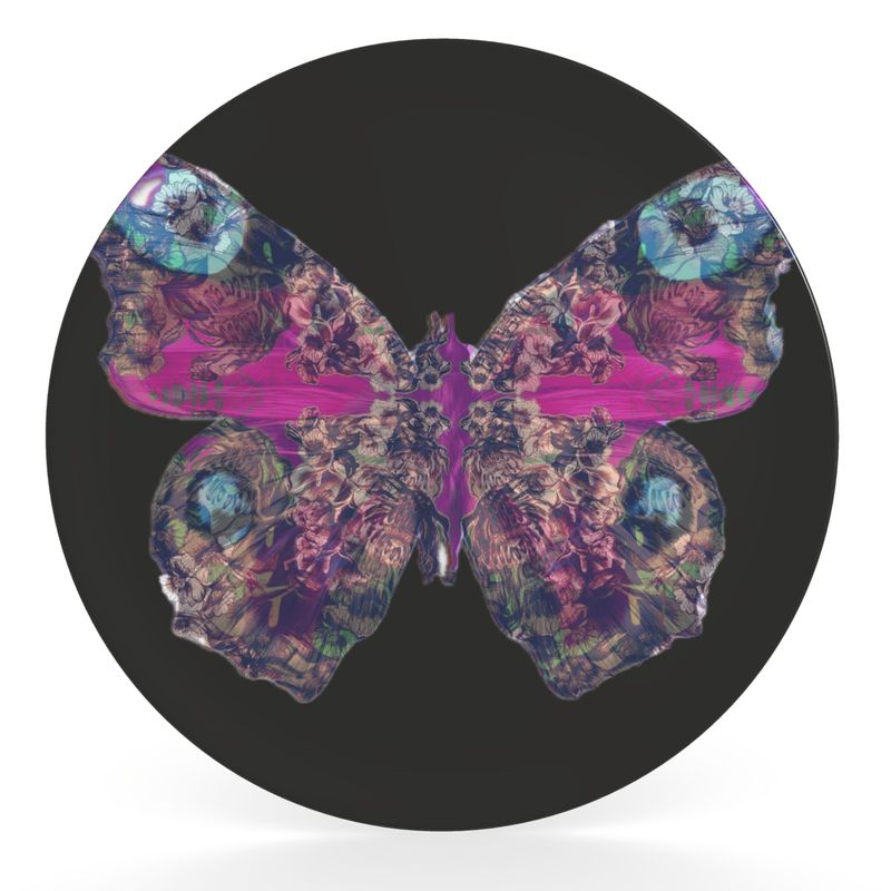 Decorative Plate.  Papillon Rose 1