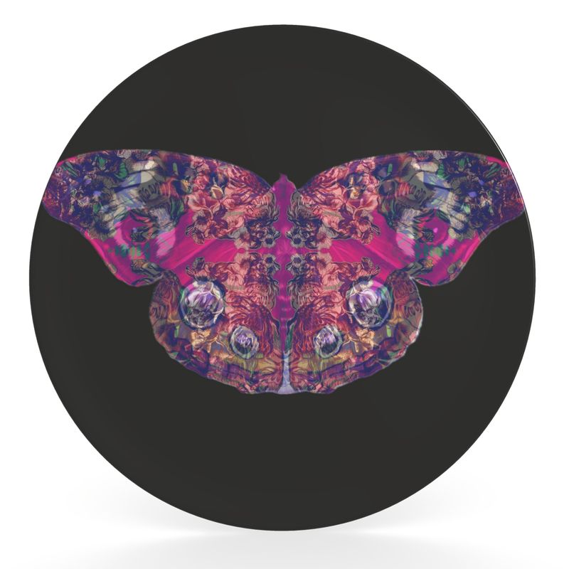 Decorative Plate.  Papillon Rose 2