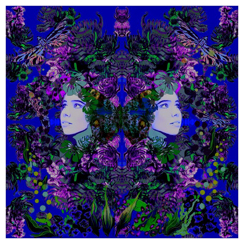42cm x 42cm  Sized Art Prints   Emelia Bloom Sapphire
