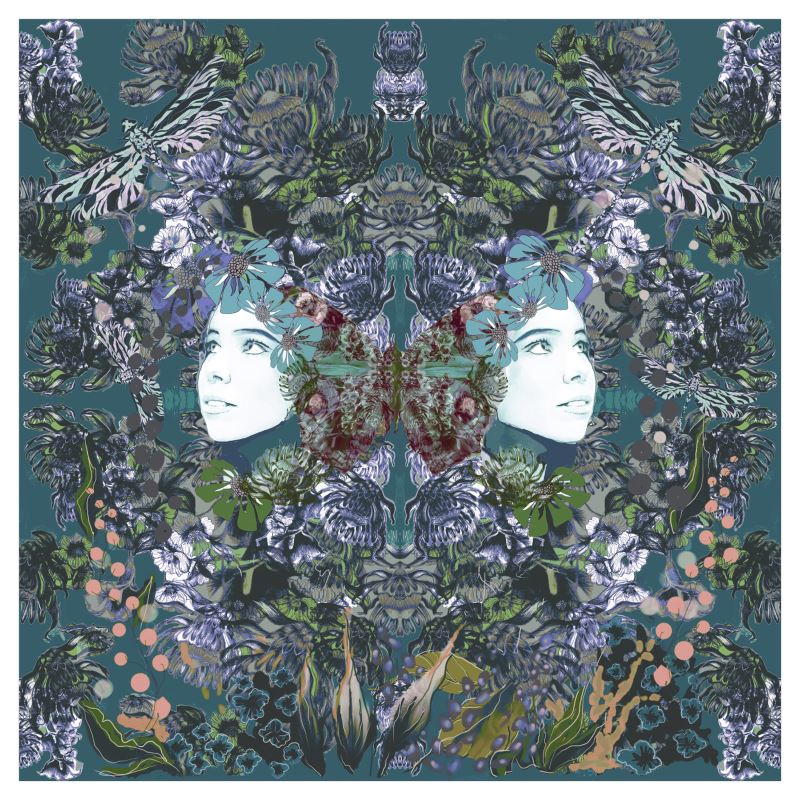 42cm x 42cm  Sized Art Prints   Emelia Bloom Teal