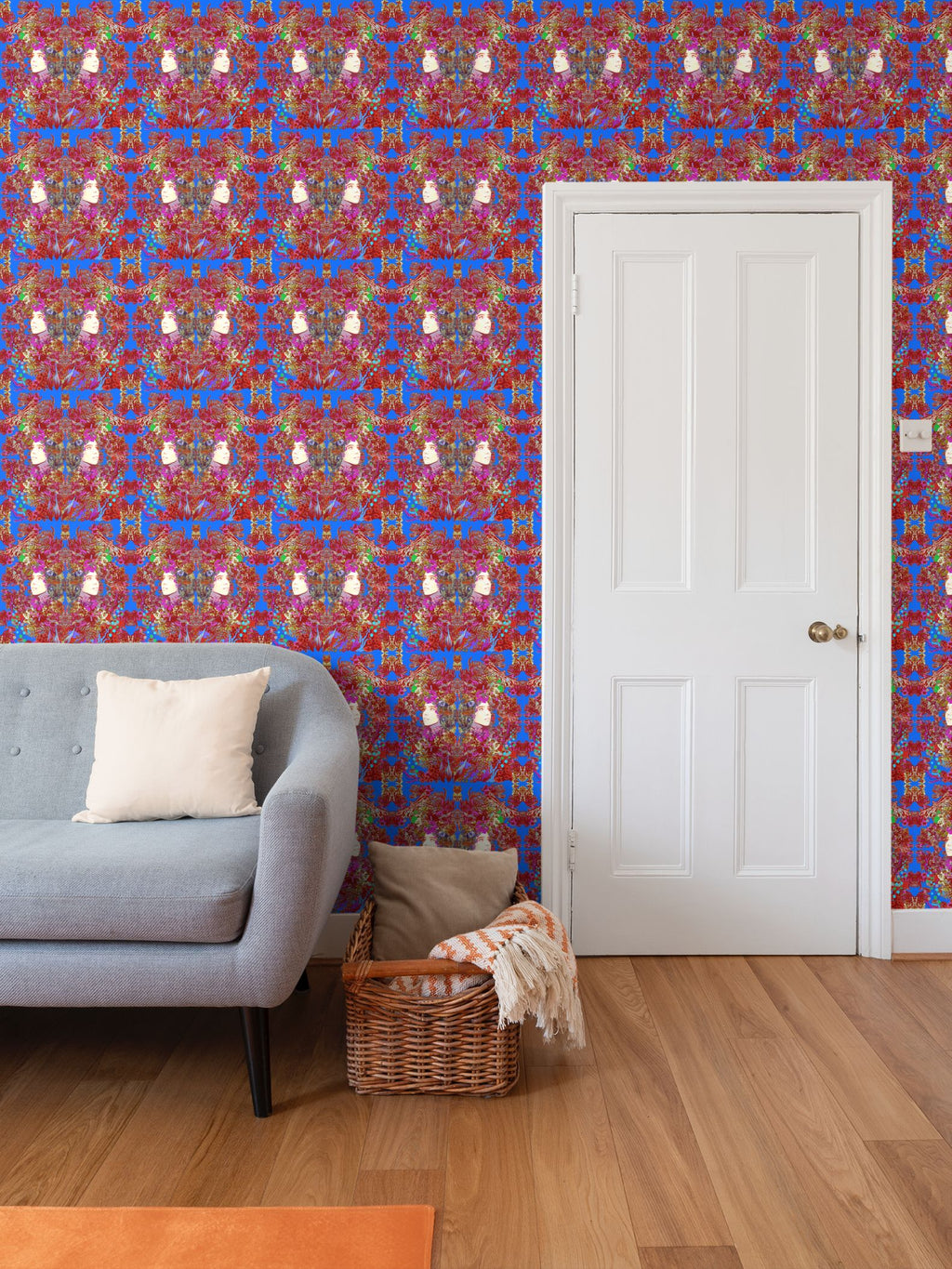 Repeat Pattern Wallpaper. Emelia Bloom Blue