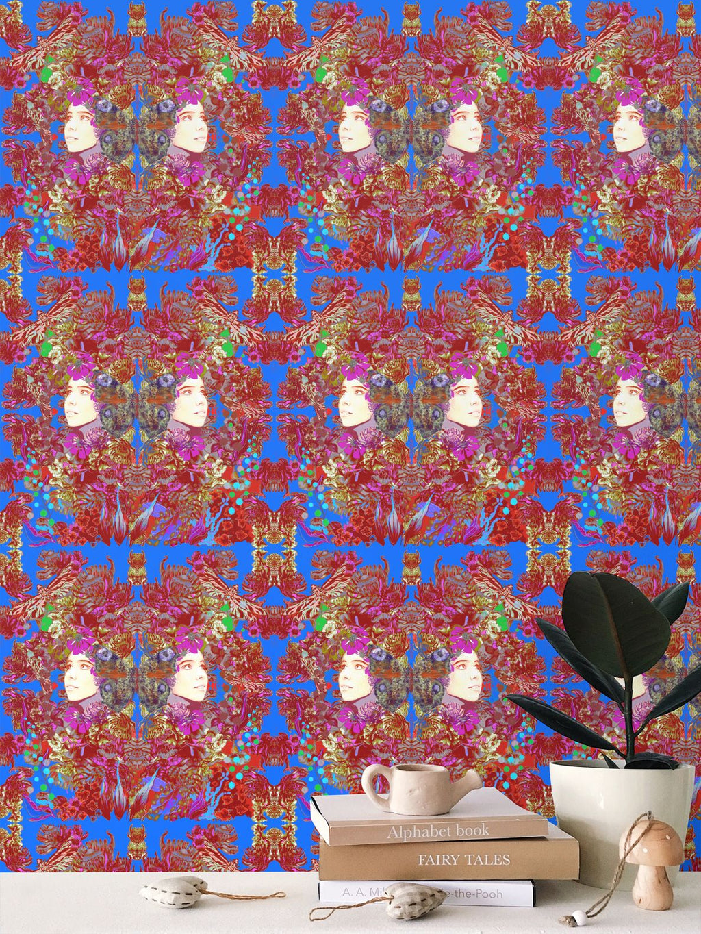 Repeat Pattern Wallpaper. Emelia Bloom Blue