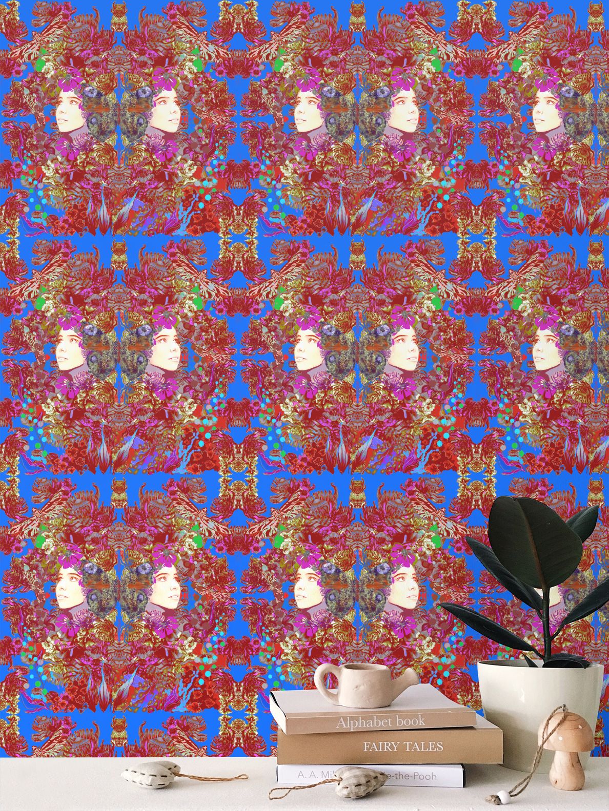 Repeat Pattern Wallpaper. Emelia Bloom Blue