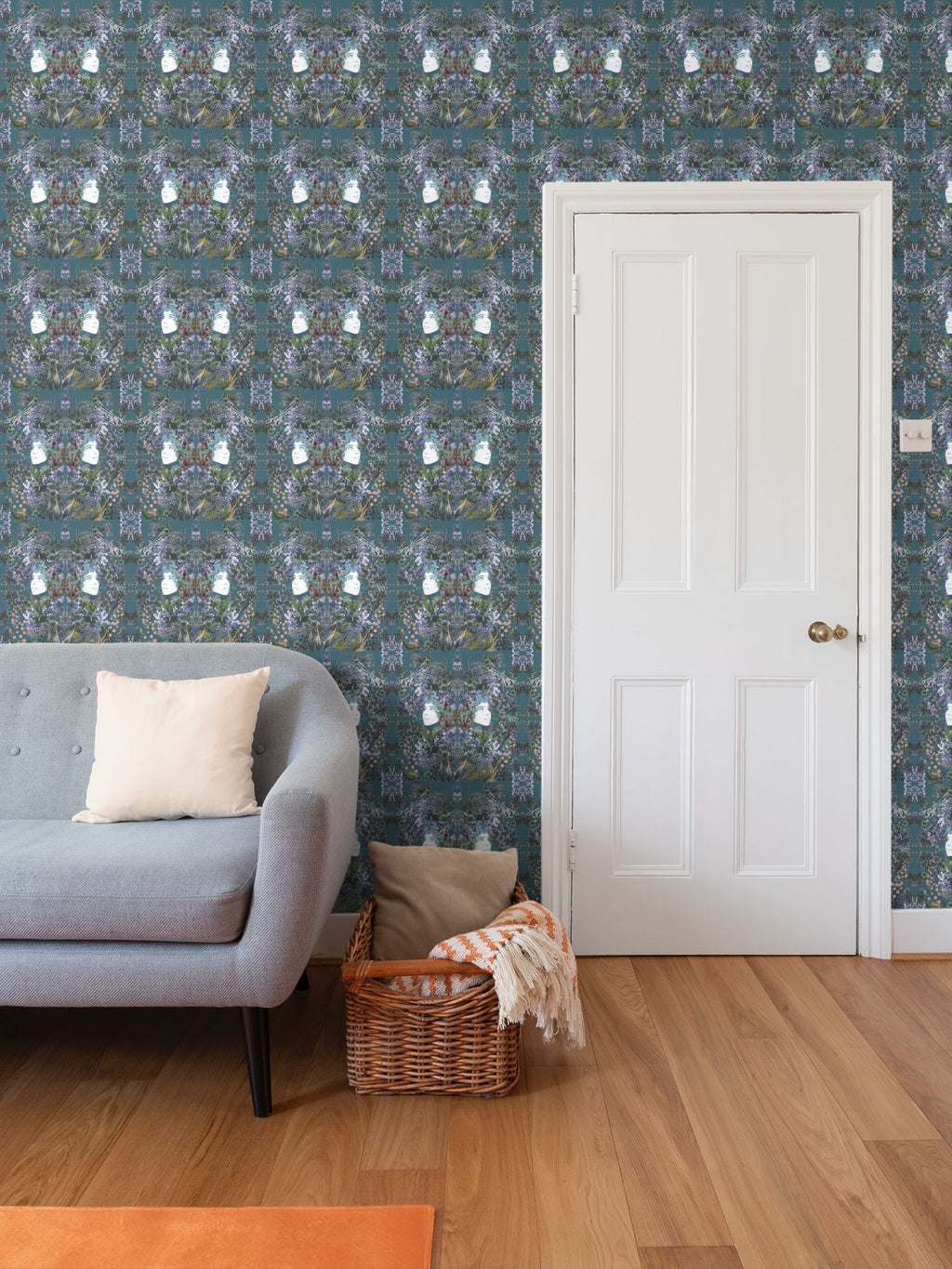 Repeat Pattern Wallpaper. Emelia Bloom Teal