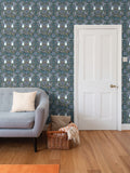 Repeat Pattern Wallpaper. Emelia Bloom Teal