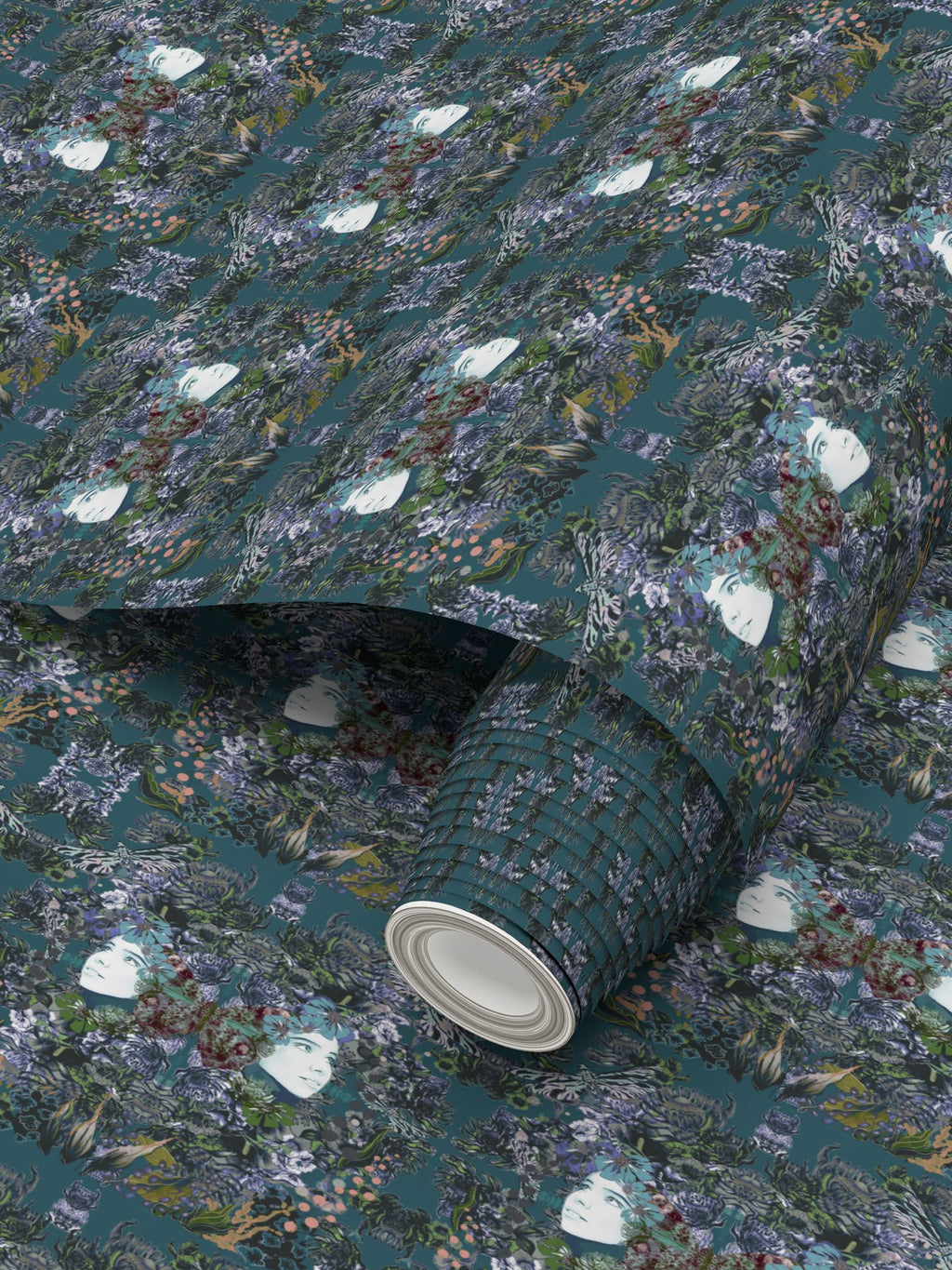 Repeat Pattern Wallpaper. Emelia Bloom Teal