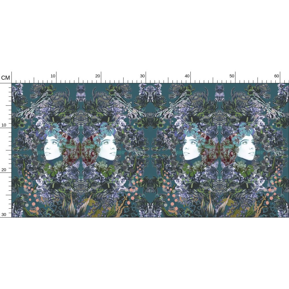 Repeat Pattern Wallpaper. Emelia Bloom Teal