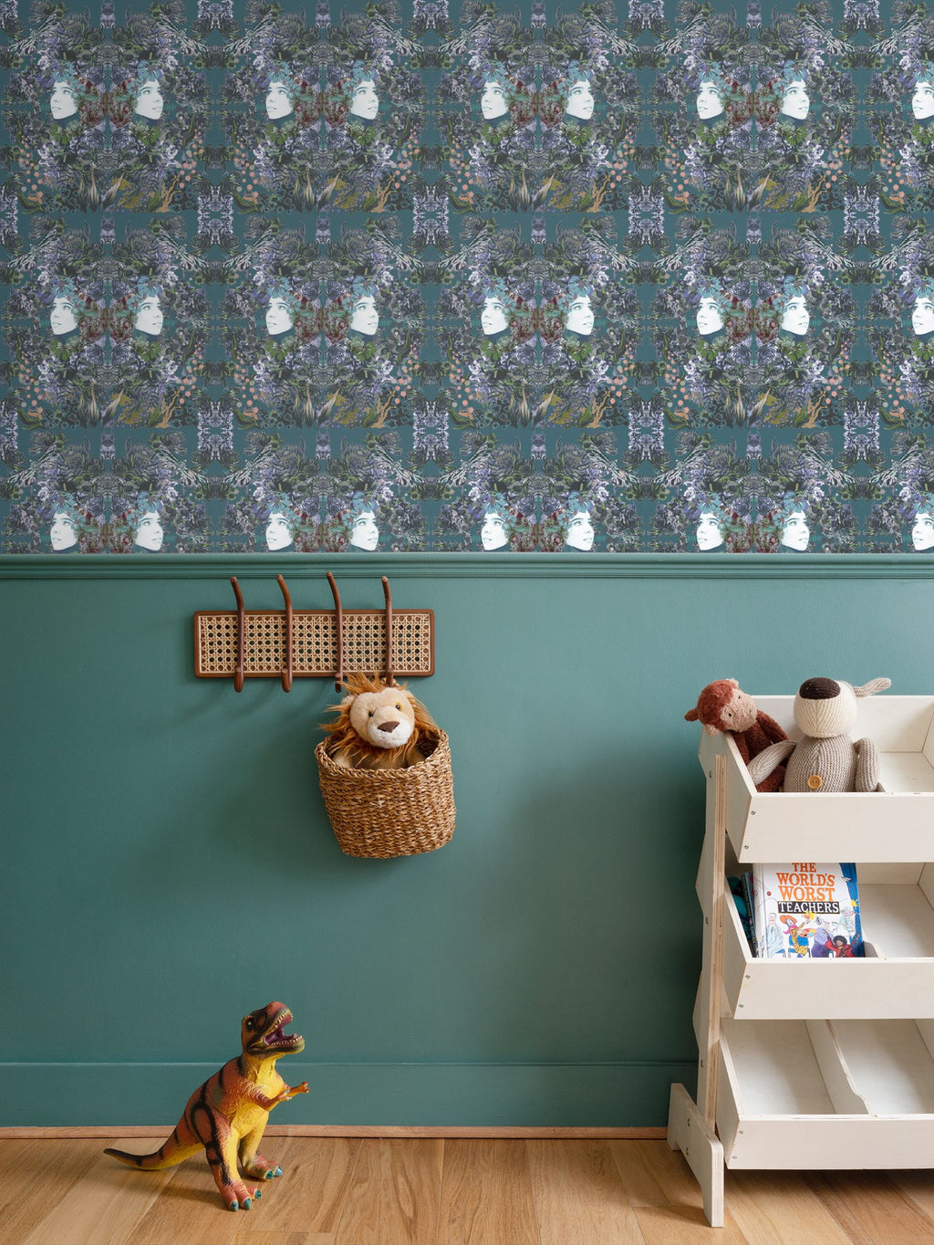 Repeat Pattern Wallpaper. Emelia Bloom Teal