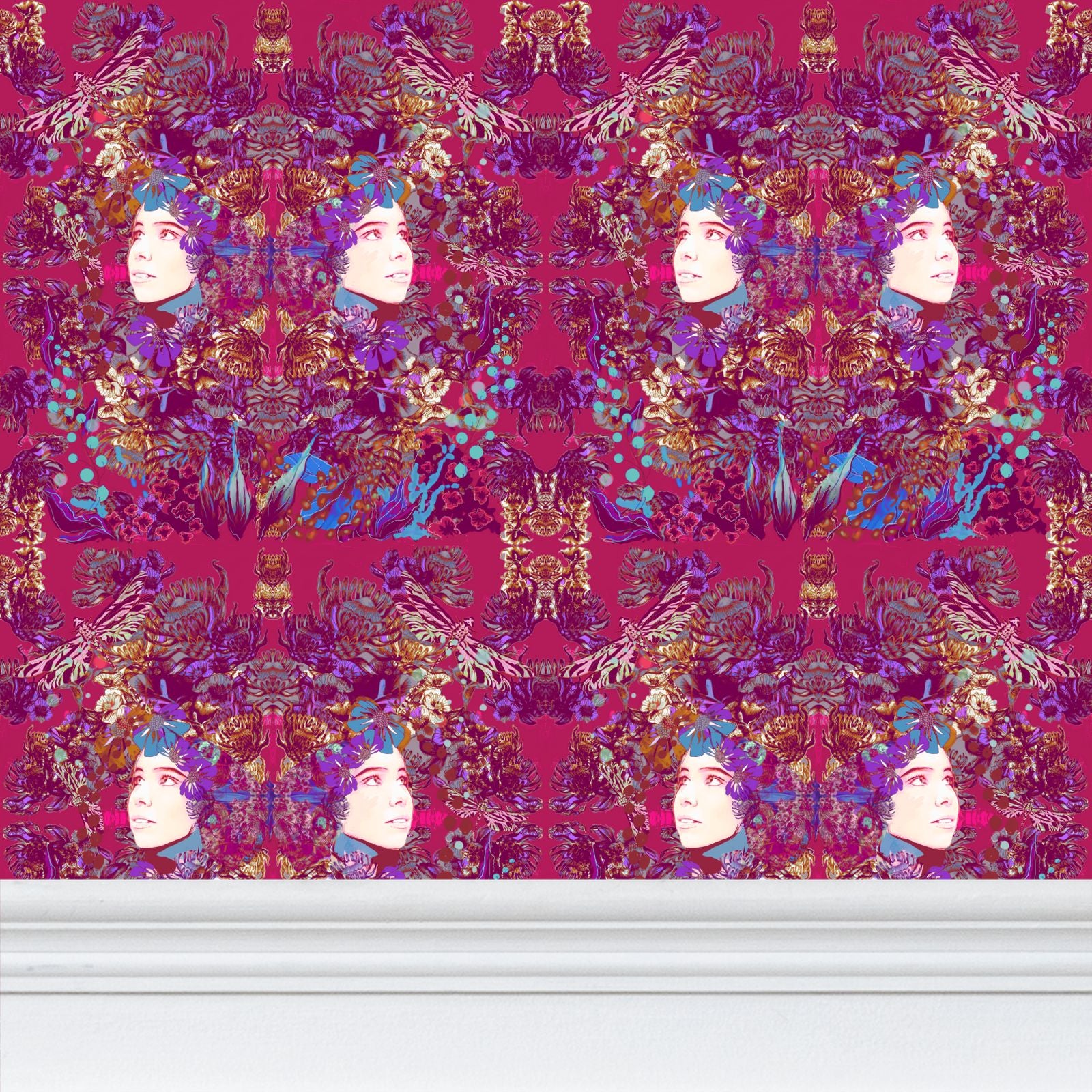 Repeat Pattern Wallpaper. Emelia Bloom Pink