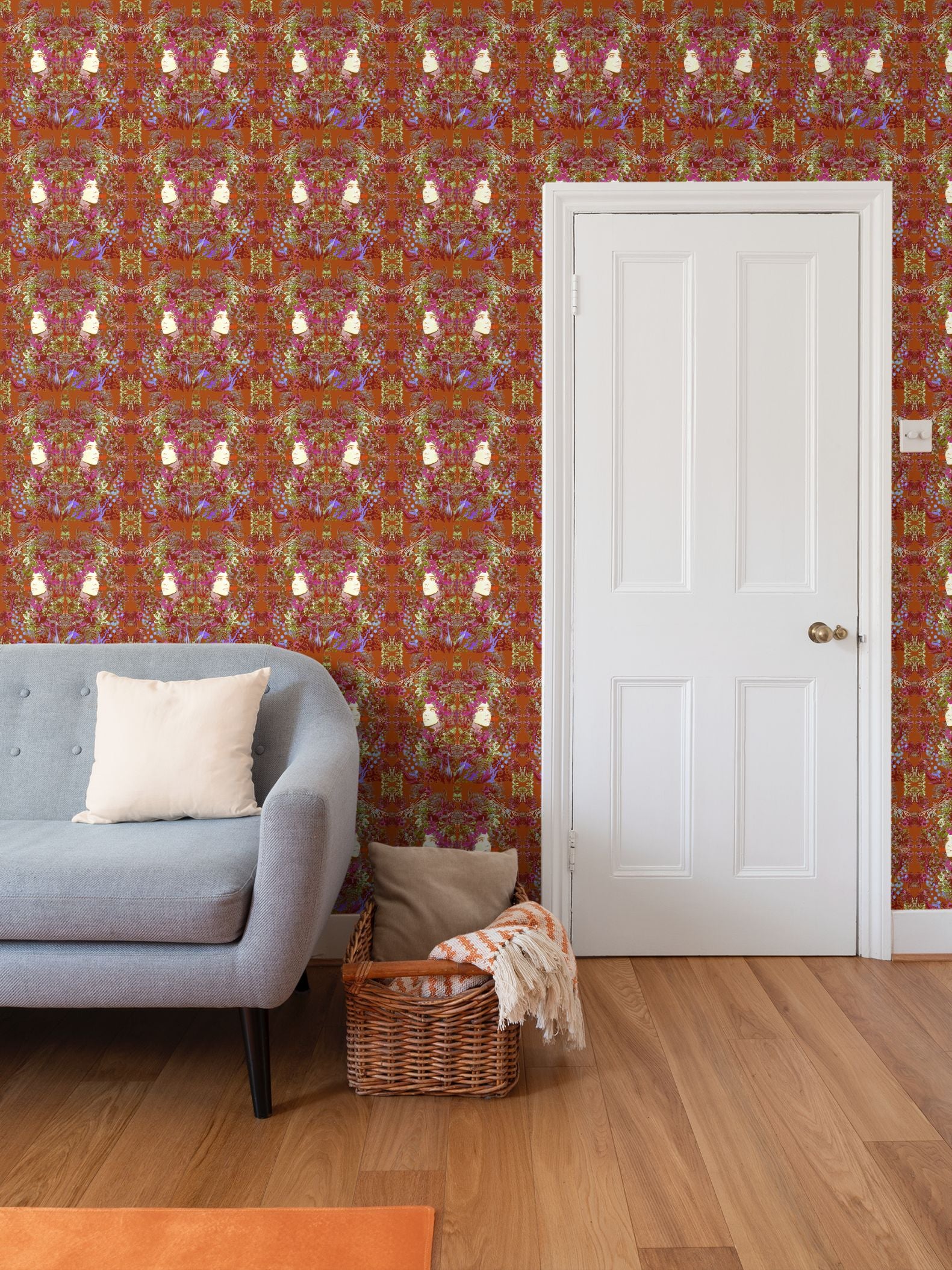 Repeat Pattern Wallpaper. Emelia Bloom Fire