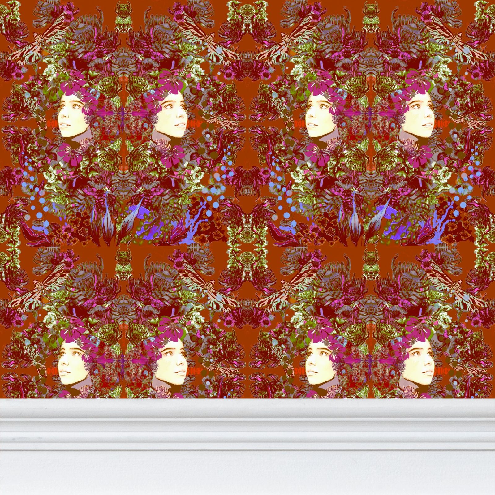 Repeat Pattern Wallpaper. Emelia Bloom Fire