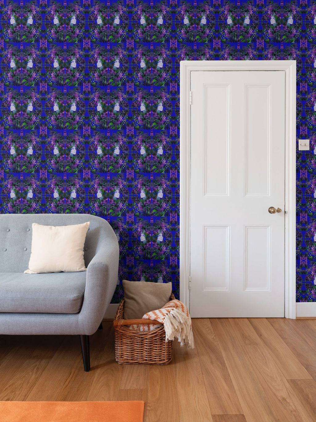Repeat Pattern Wallpaper. Emelia Bloom Sapphire