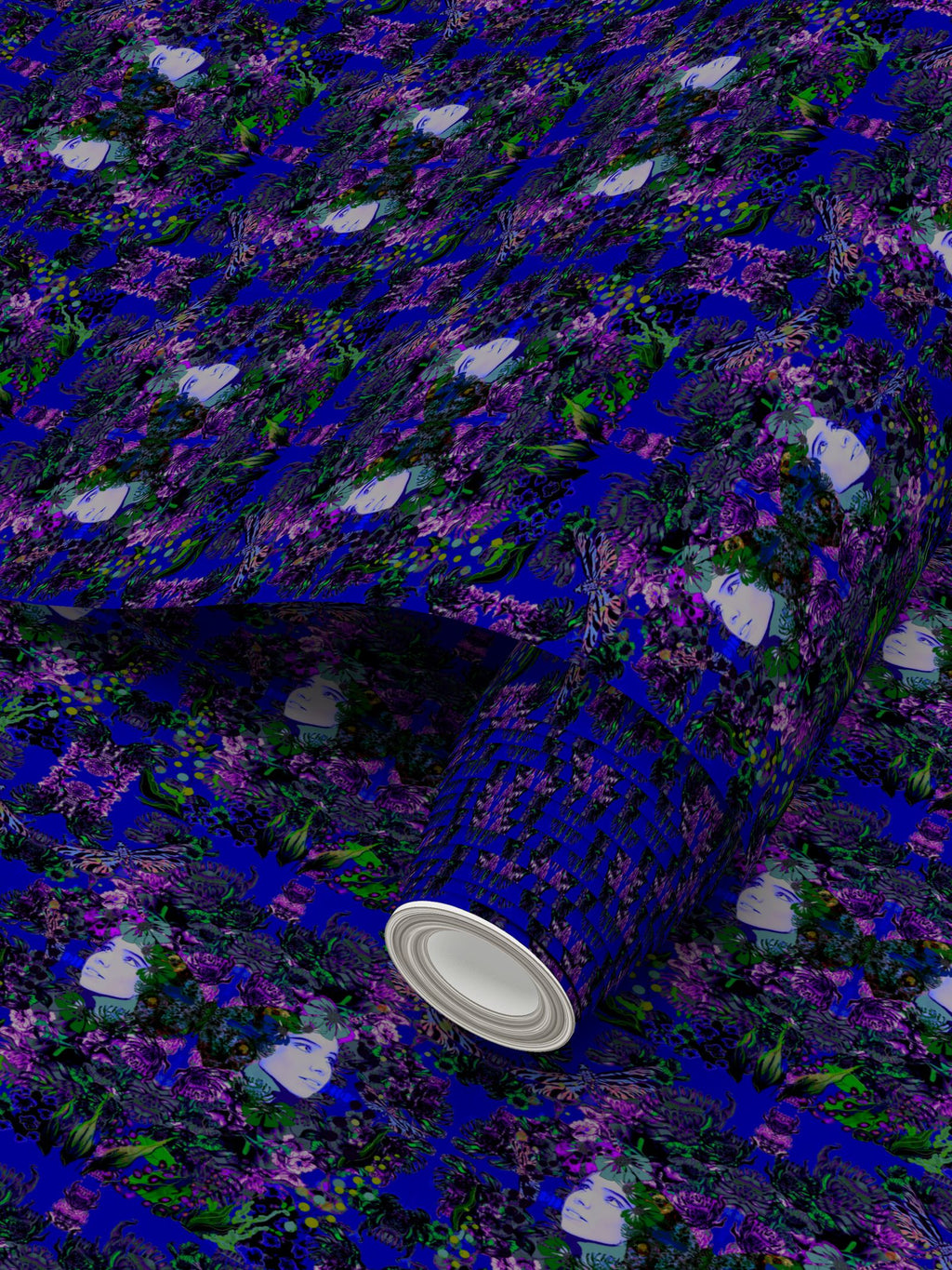 Repeat Pattern Wallpaper. Emelia Bloom Sapphire