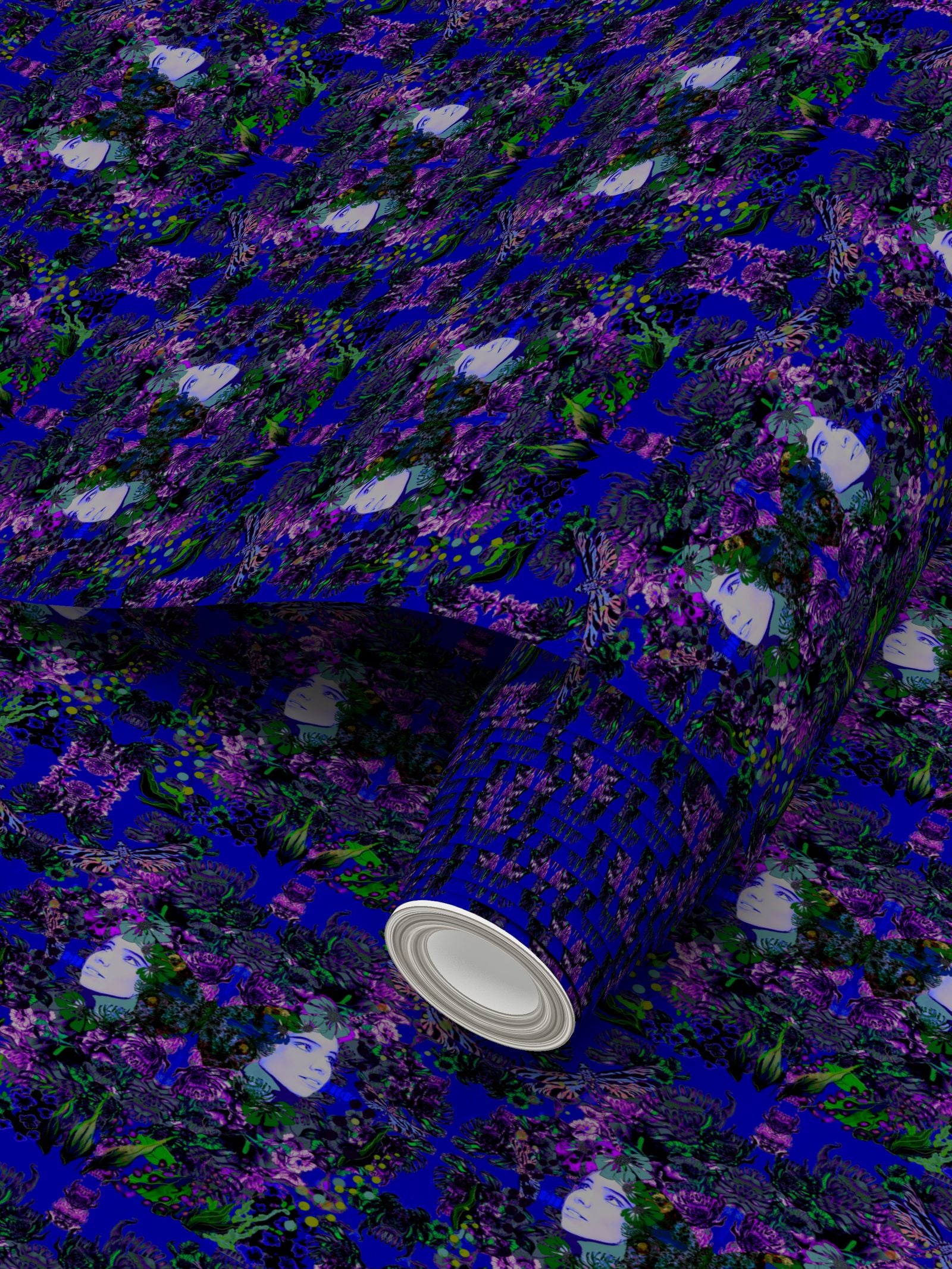 Repeat Pattern Wallpaper. Emelia Bloom Sapphire