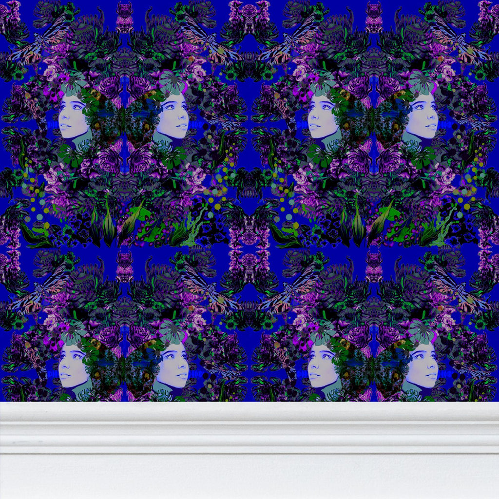 Repeat Pattern Wallpaper. Emelia Bloom Sapphire