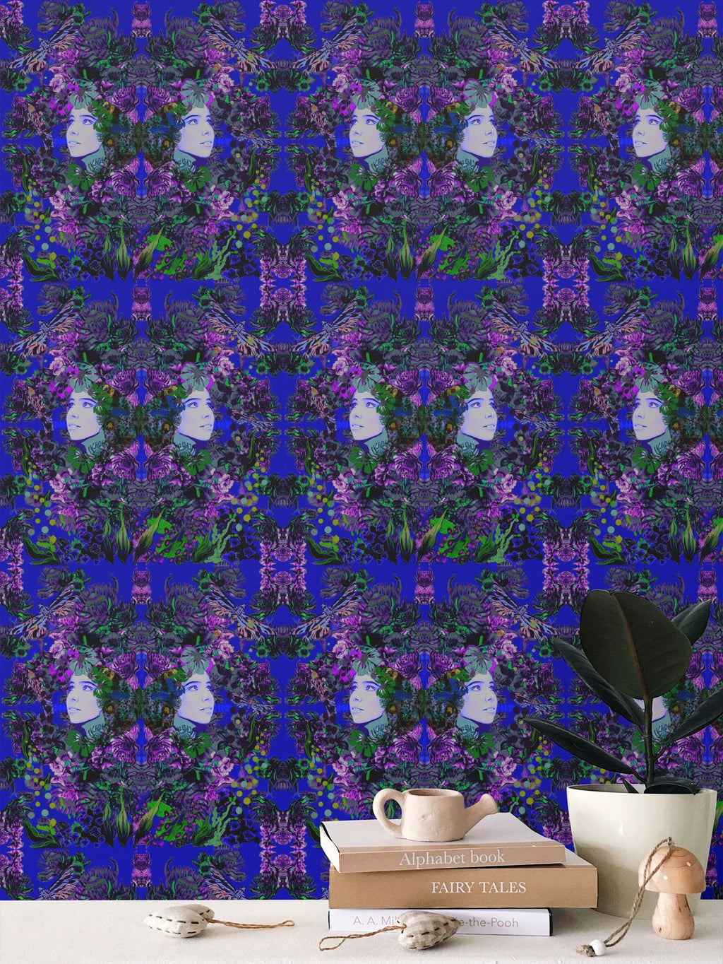 Repeat Pattern Wallpaper. Emelia Bloom Sapphire
