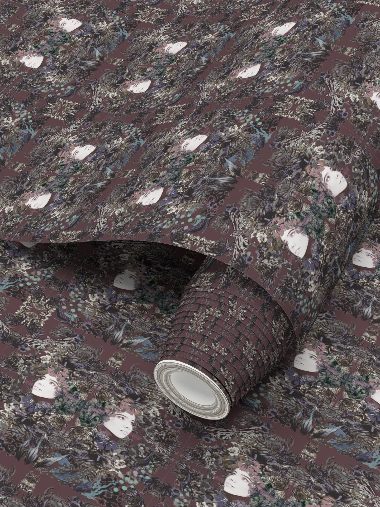 Repeat Pattern Wallpaper. Emelia Bloom Stone