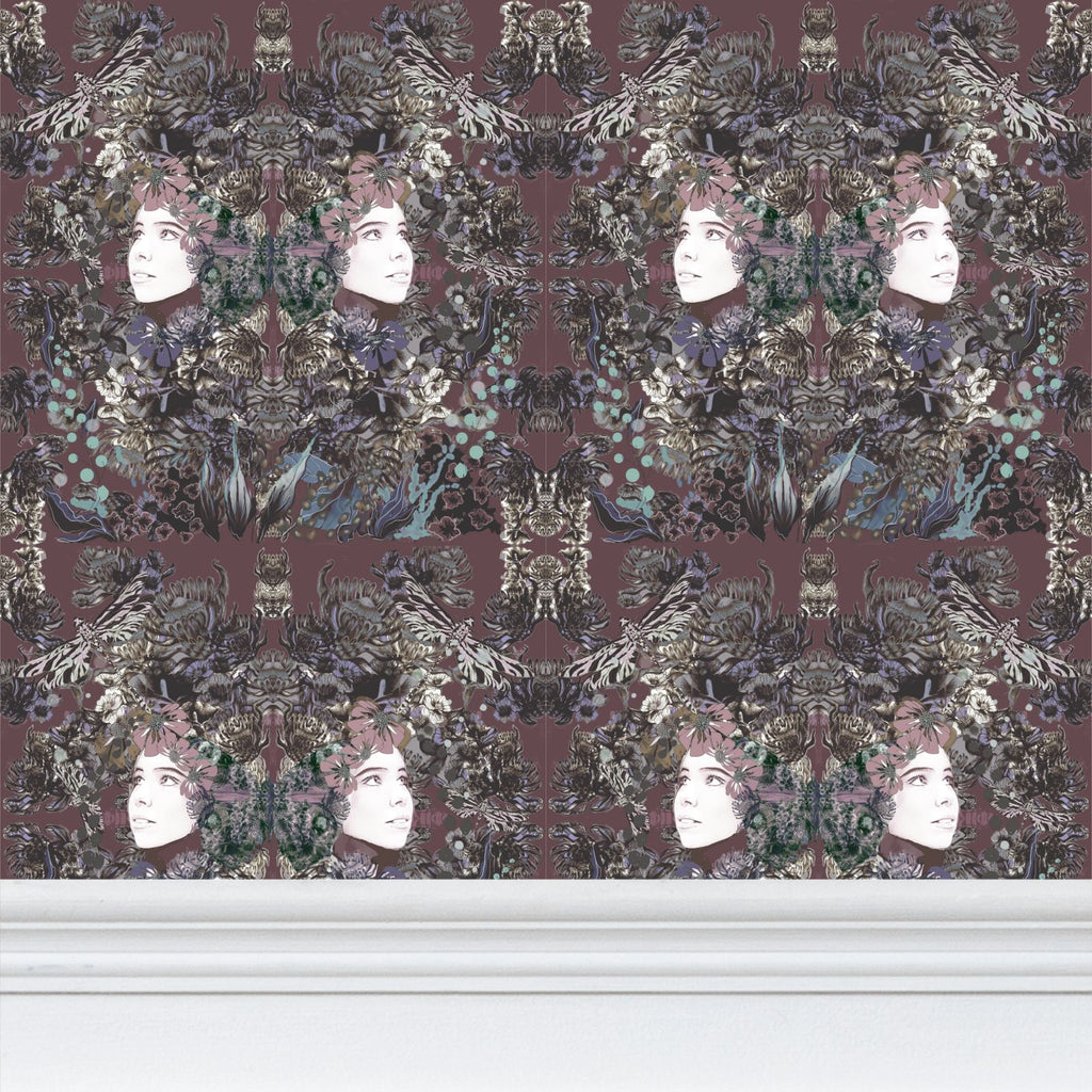 Repeat Pattern Wallpaper. Emelia Bloom Stone