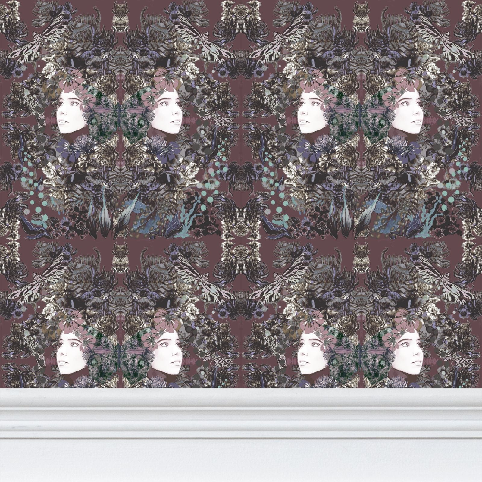 Repeat Pattern Wallpaper. Emelia Bloom Stone