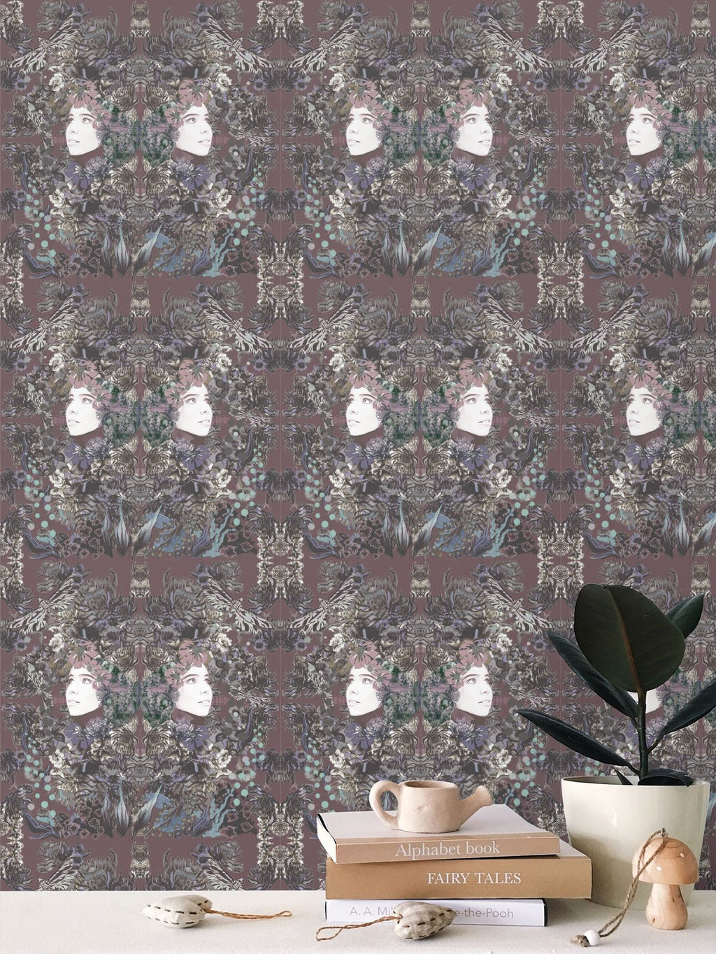 Repeat Pattern Wallpaper. Emelia Bloom Stone