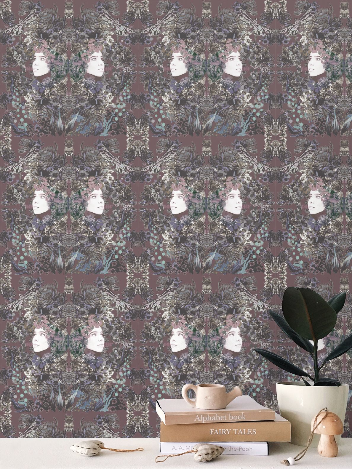 Repeat Pattern Wallpaper. Emelia Bloom Stone