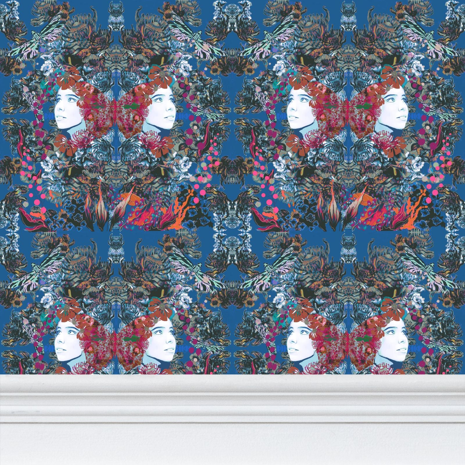 Repeat Pattern Wallpaper Emelia Bloom Royal