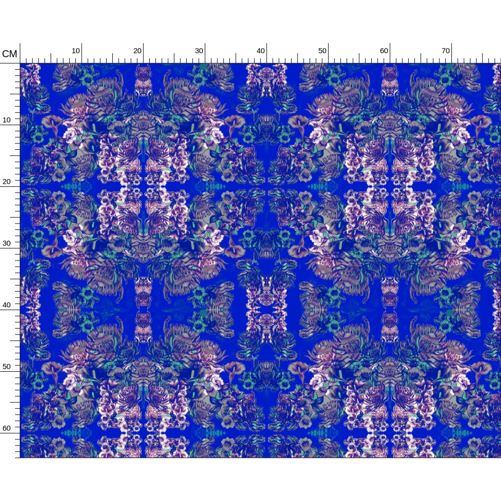 Repeat Pattern Fabric. Ophelia Electric Blue