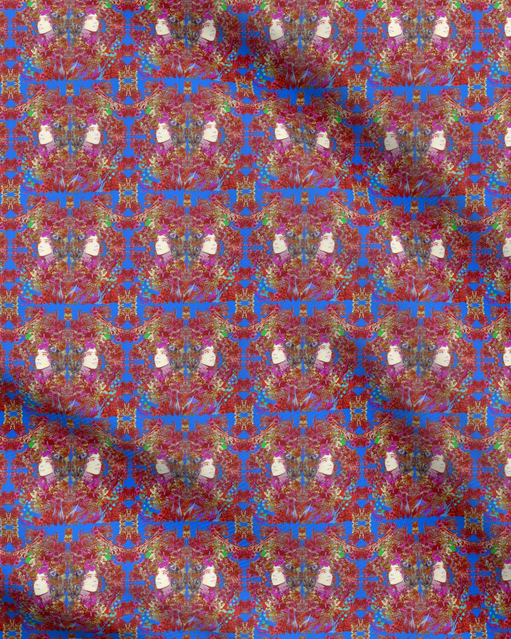 Repeat Pattern Fabric.  Emelia Bloom Blue