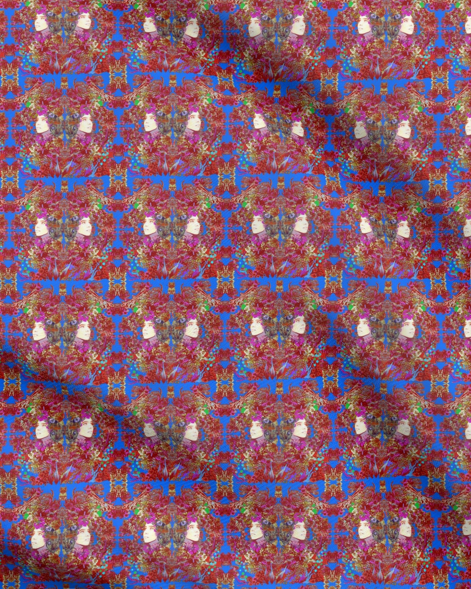 Repeat Pattern Fabric.  Emelia Bloom Blue