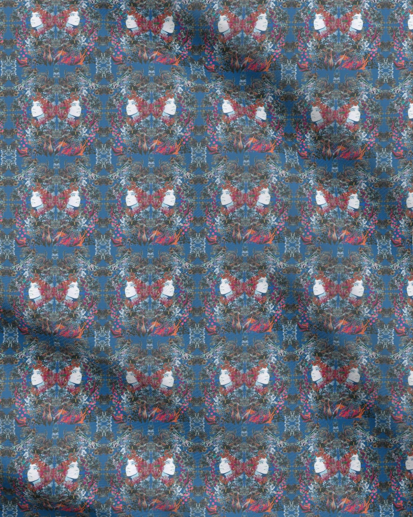 Repeat Pattern Fabric   Emelia Bloom Royal