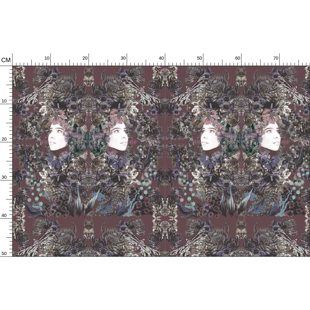 Repeat Pattern Fabric  Emelia Bloom Stone