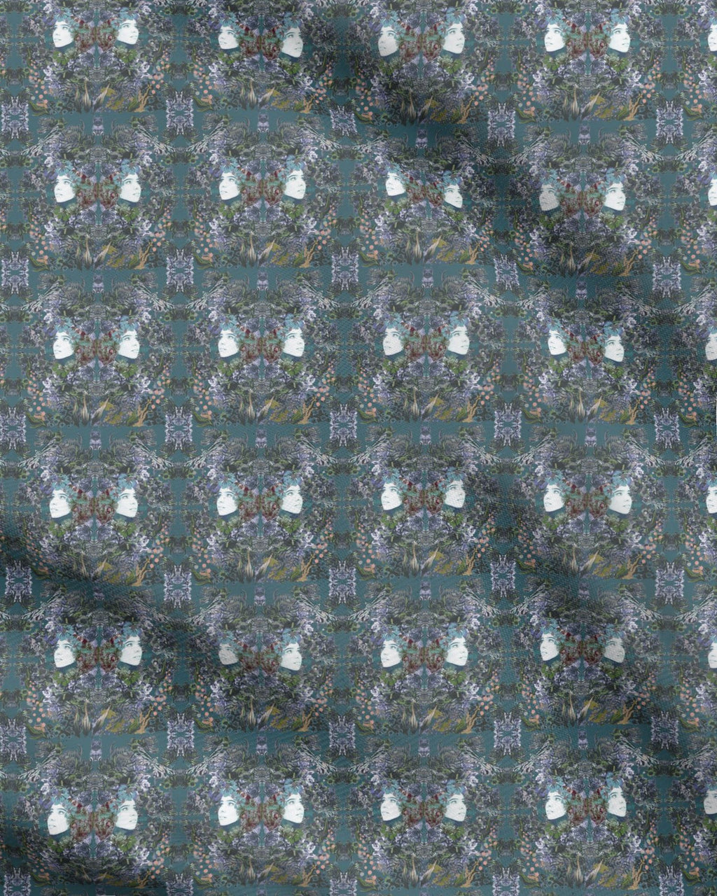 Repeat Pattern Fabric     Emelia  Bloom Teal