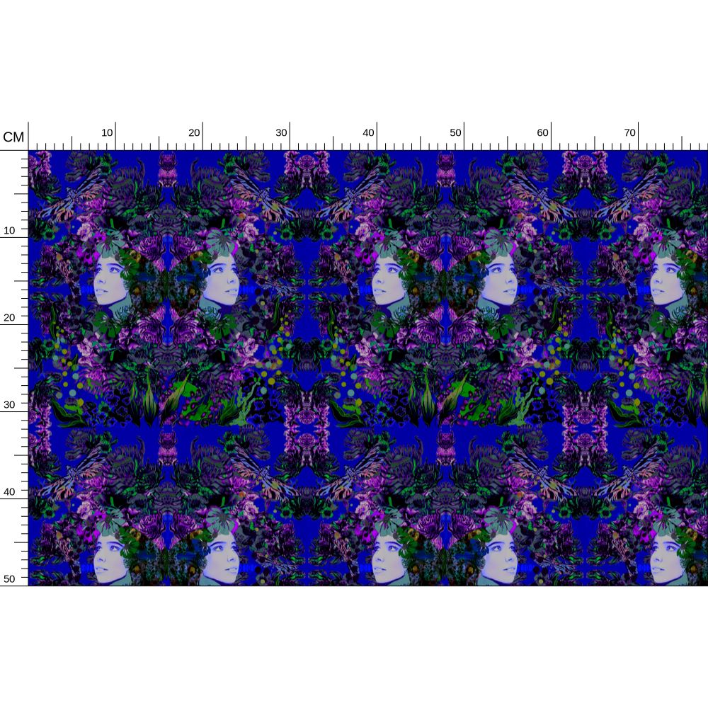 Repeat Pattern Fabric.   Emelia Bloom Sapphire