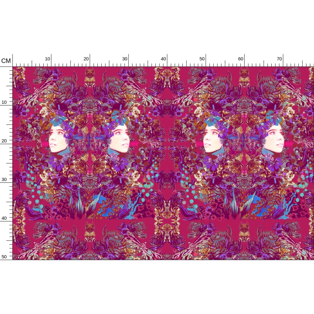 Repeat Pattern Fabric.  Emelia Bloom Pink