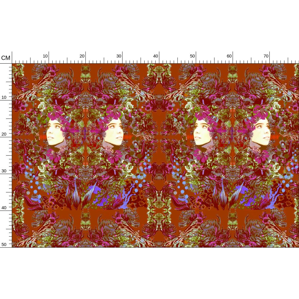 Repeat Pattern Fabric. Emelia Bloom Fire