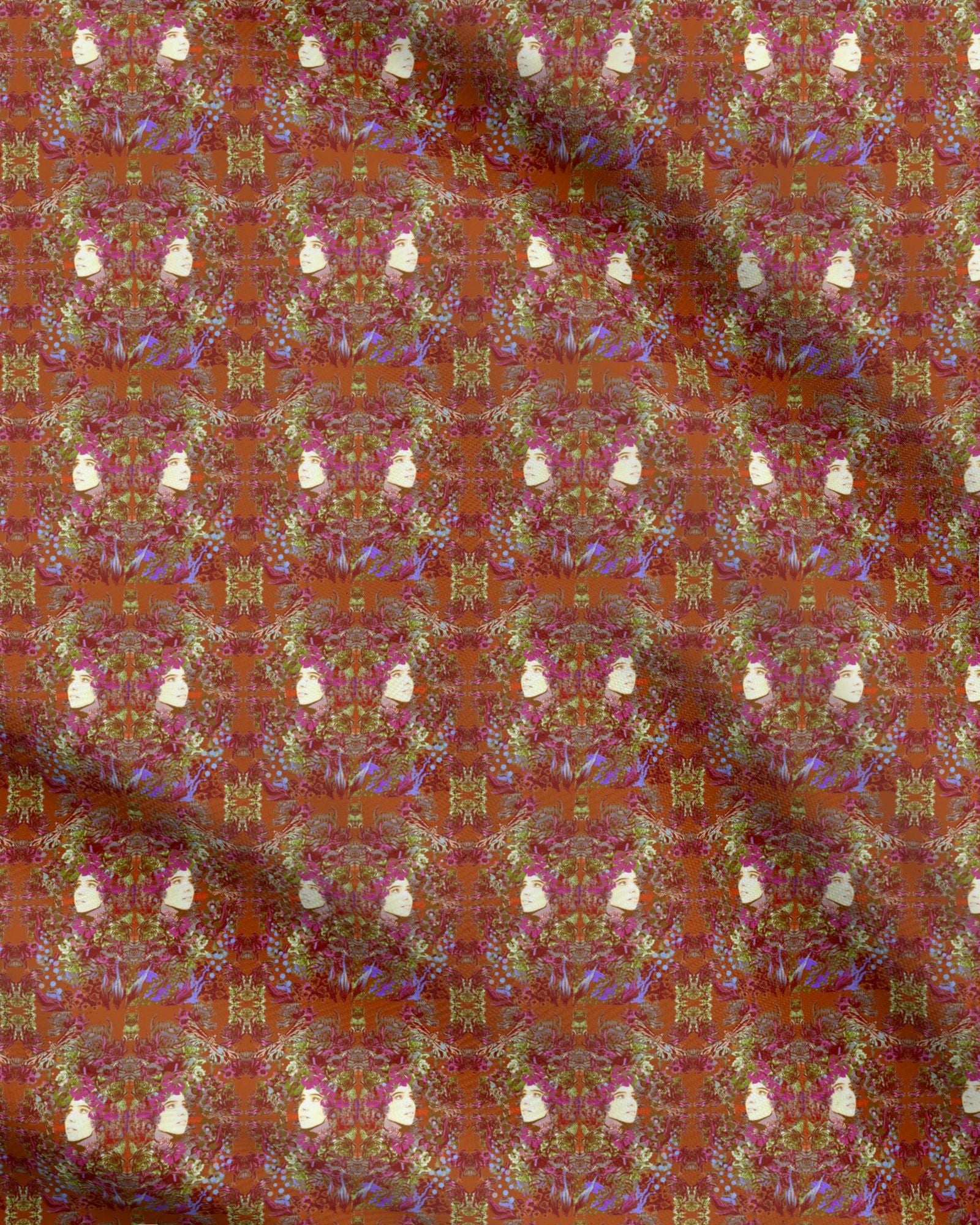 Repeat Pattern Fabric. Emelia Bloom Fire